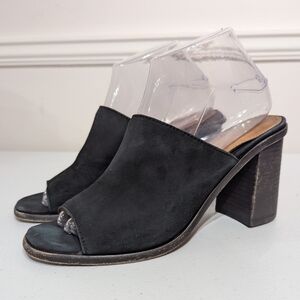 Frye chunky block suede heel - black size 8.5